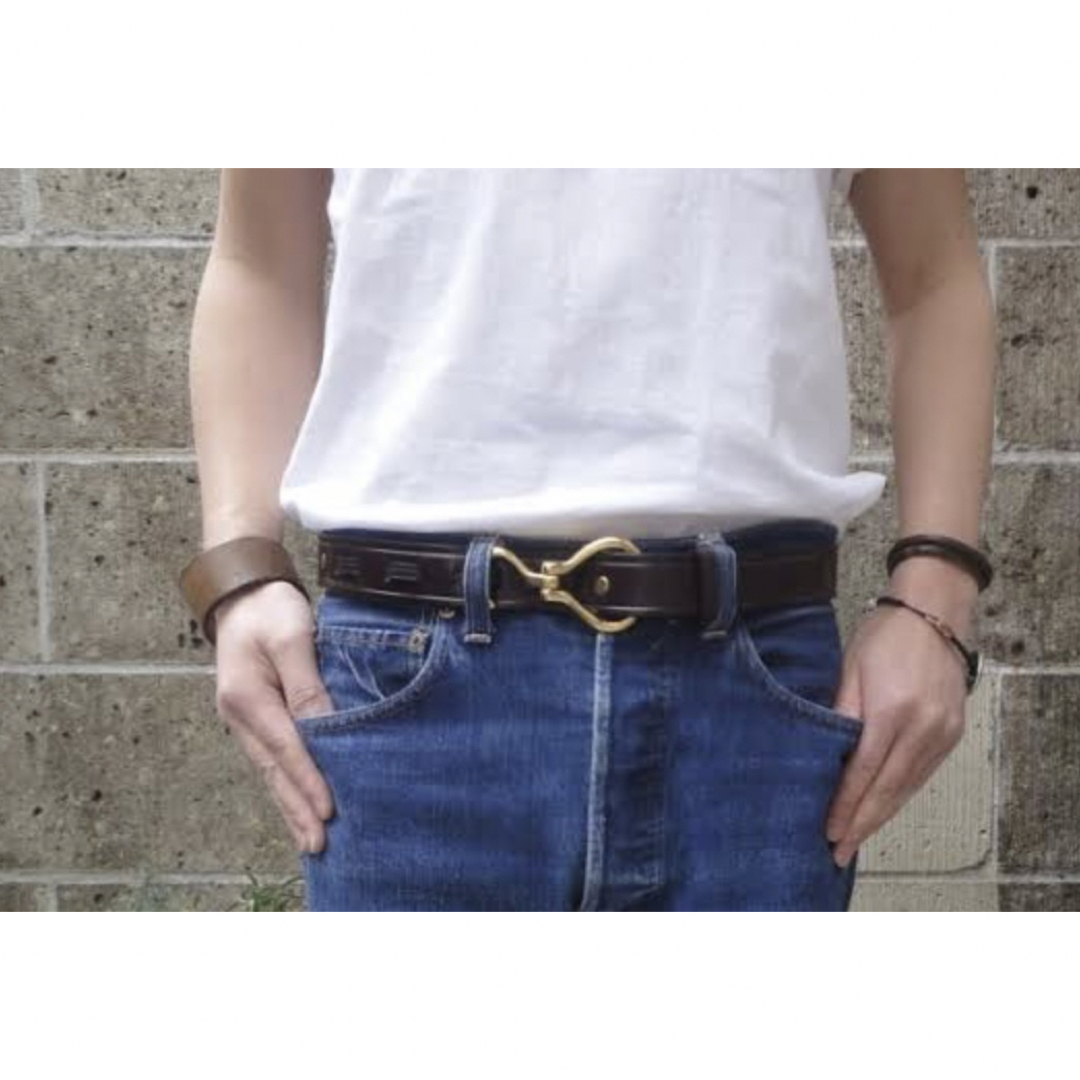 TORY LEATHER フックバックルベルト 2958 薄茶色 - ベルト
