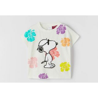 ザラ(ZARA)のスパンコールスヌーピー  半袖Tシャツ(Tシャツ/カットソー)