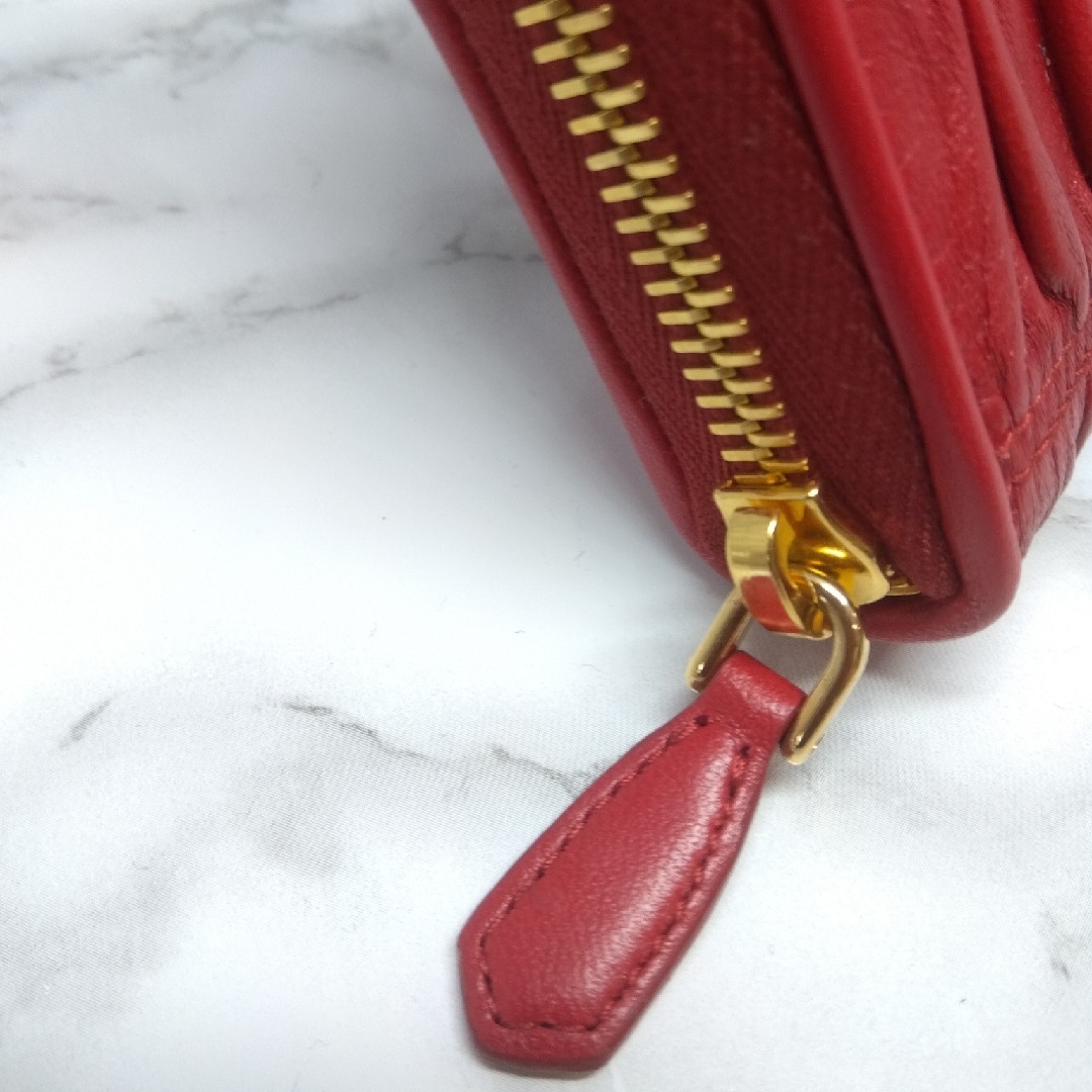 PRADA - □極美品□ プラダ レザー コンパクトウォレット レッド PRADA - □極美品□ プラダ レザー コンパクトウォレット レッド