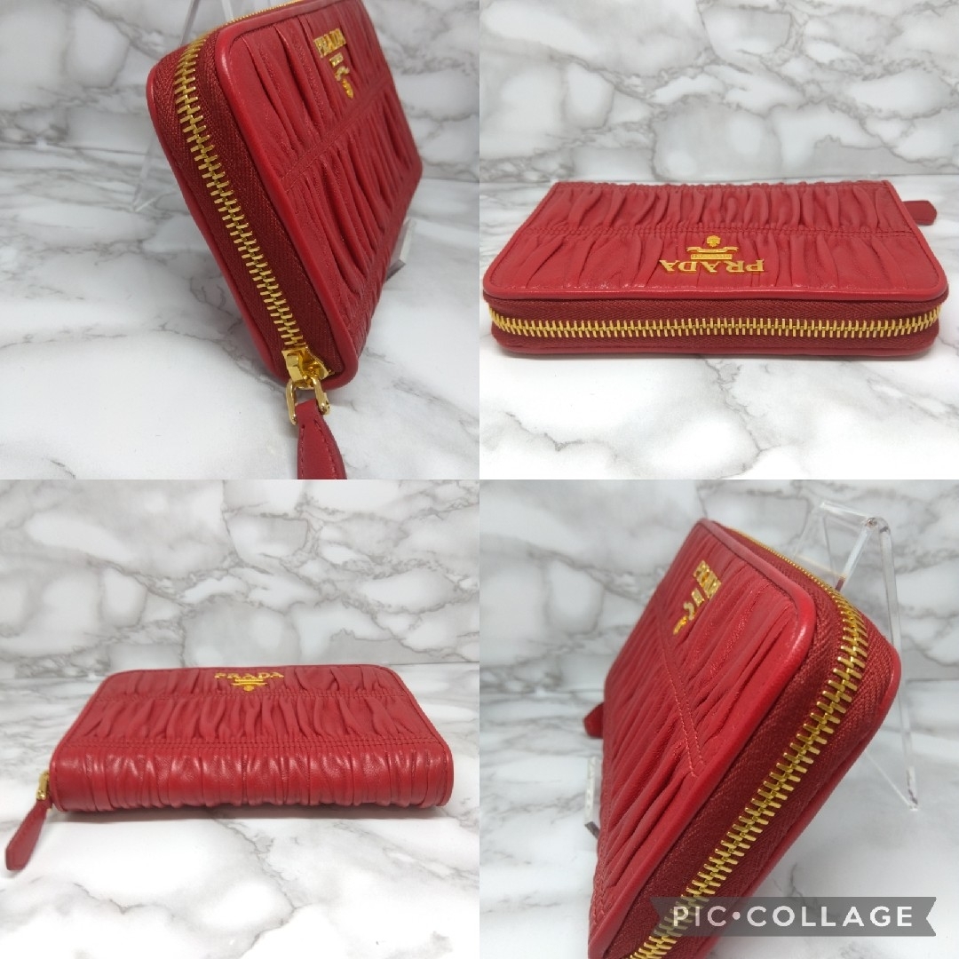 PRADA(プラダ)の□極美品□ プラダ  レザー コンパクトウォレット レッド レディースのファッション小物(財布)の商品写真