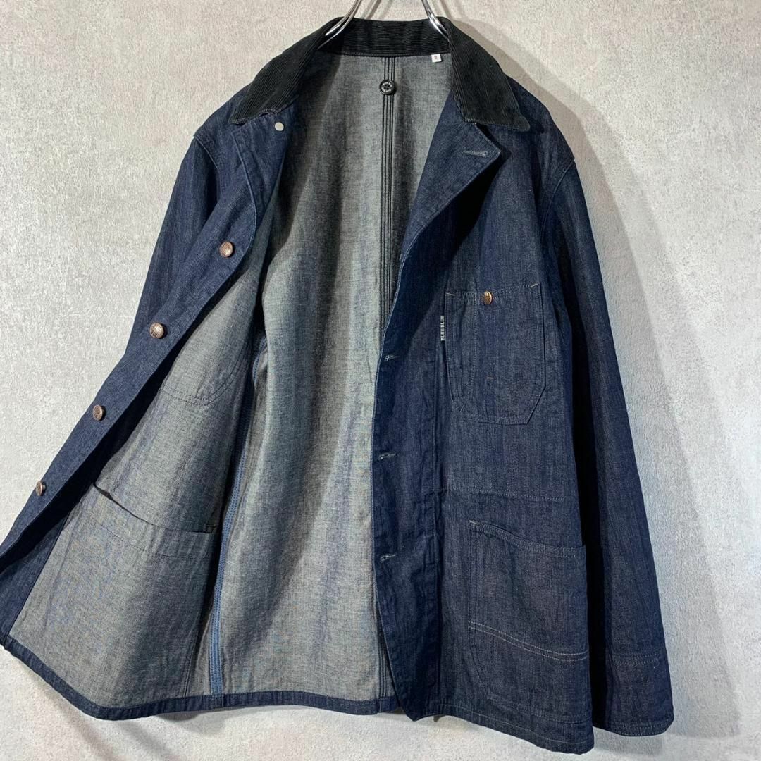 美品 BLUEBLUE ブルーブルー カバーオール(L)濃紺 デニムジャケット