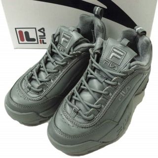 フィラ(FILA)のFILA x Graphpaper フィラ グラフペーパー 別注 DISRUPTOR ディスラプター GU192-90501 US6(24cm) GRAY F0381 レザー ダッドスニーカー スニーカー シューズ【中古】【FILA × Graphpaper】(スニーカー)