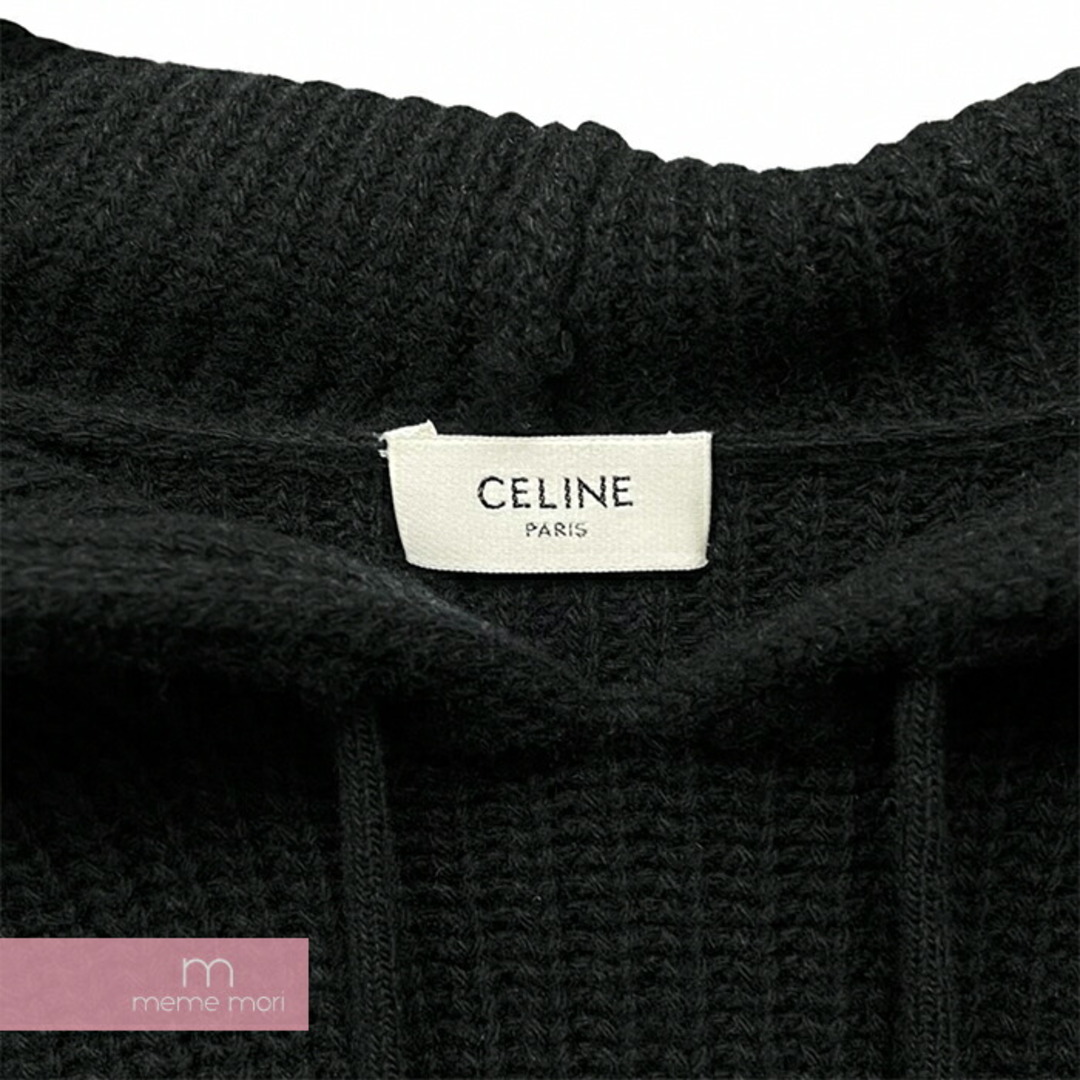 CELINE Chain Hooded Sweater in Wool 2AG74430U セリーヌ ウールチェーンフーデッドセーター プルオーバーニットパーカー ロゴ チェーン刺繍 ブラック サイズS【230716】【-A】【me04】