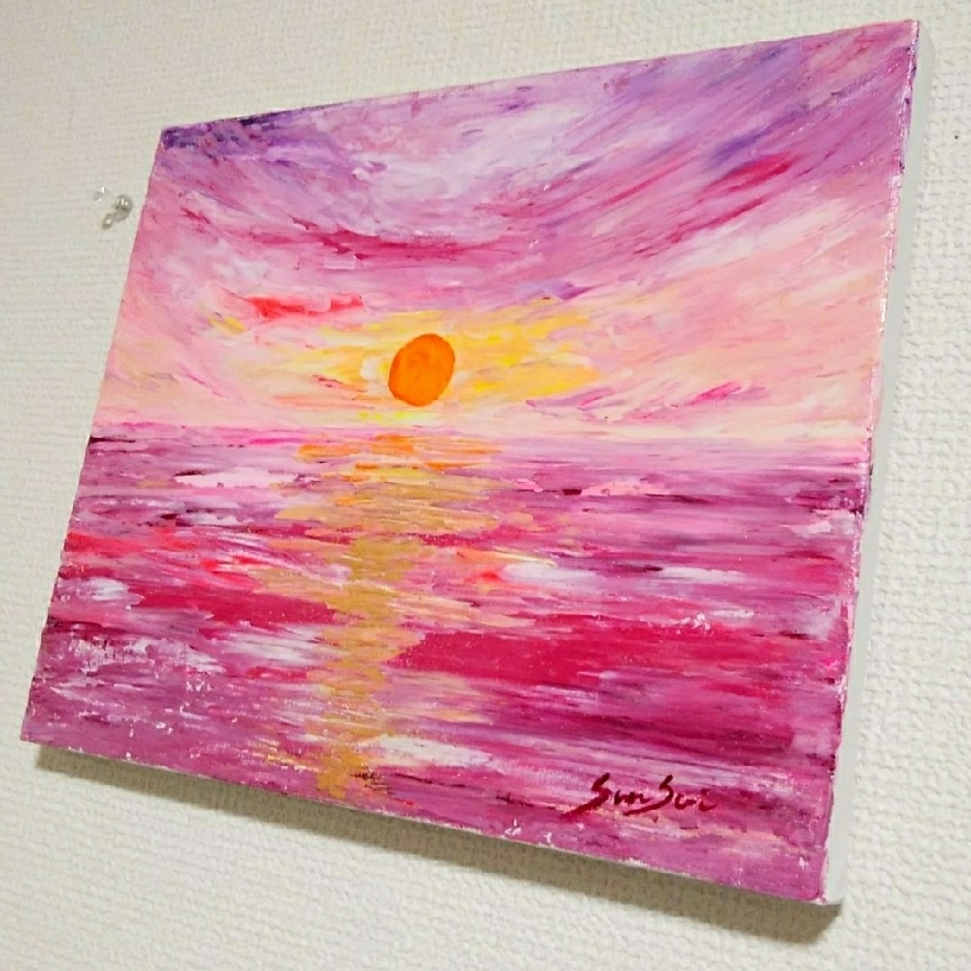 癒やしの開運絵画＊黄昏色の夕日　太陽　恋愛　金運　安定　邪気払い　栄華　全体運 エンタメ/ホビーの美術品/アンティーク(絵画/タペストリー)の商品写真