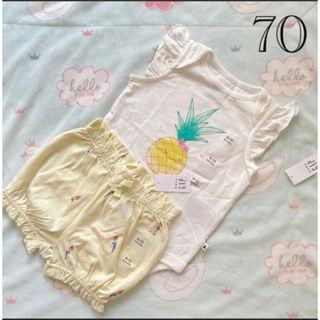 ロンパース かぼちゃパンツ  70 女の子 gap セットアップ 新品 未使用(ロンパース)