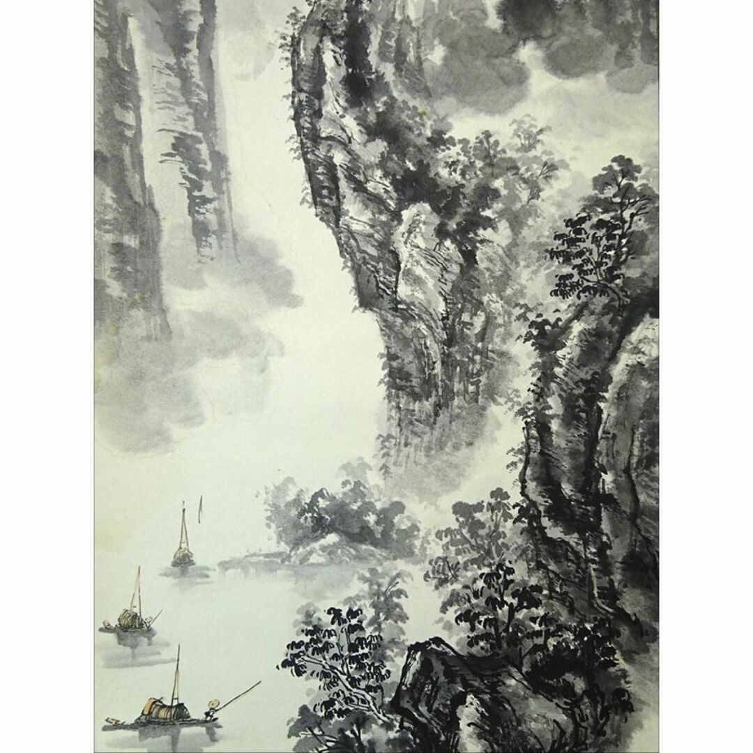 掛軸 桂林『水墨山水図』日本画 紙本 肉筆 共箱付 掛け軸 a10282 掛軸 桂林『水墨山水図』日本画 紙本 肉筆 共箱付 掛け軸 a10282