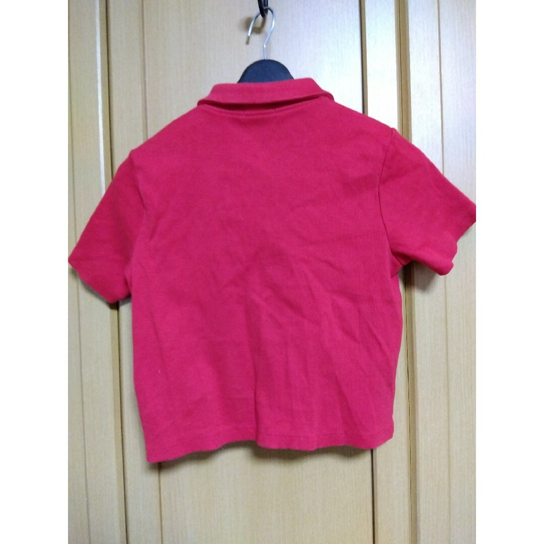 GU(ジーユー)の【美品】GU赤M半袖コンパクトカーディガンREDレディースレッドボタン レディースのトップス(シャツ/ブラウス(半袖/袖なし))の商品写真