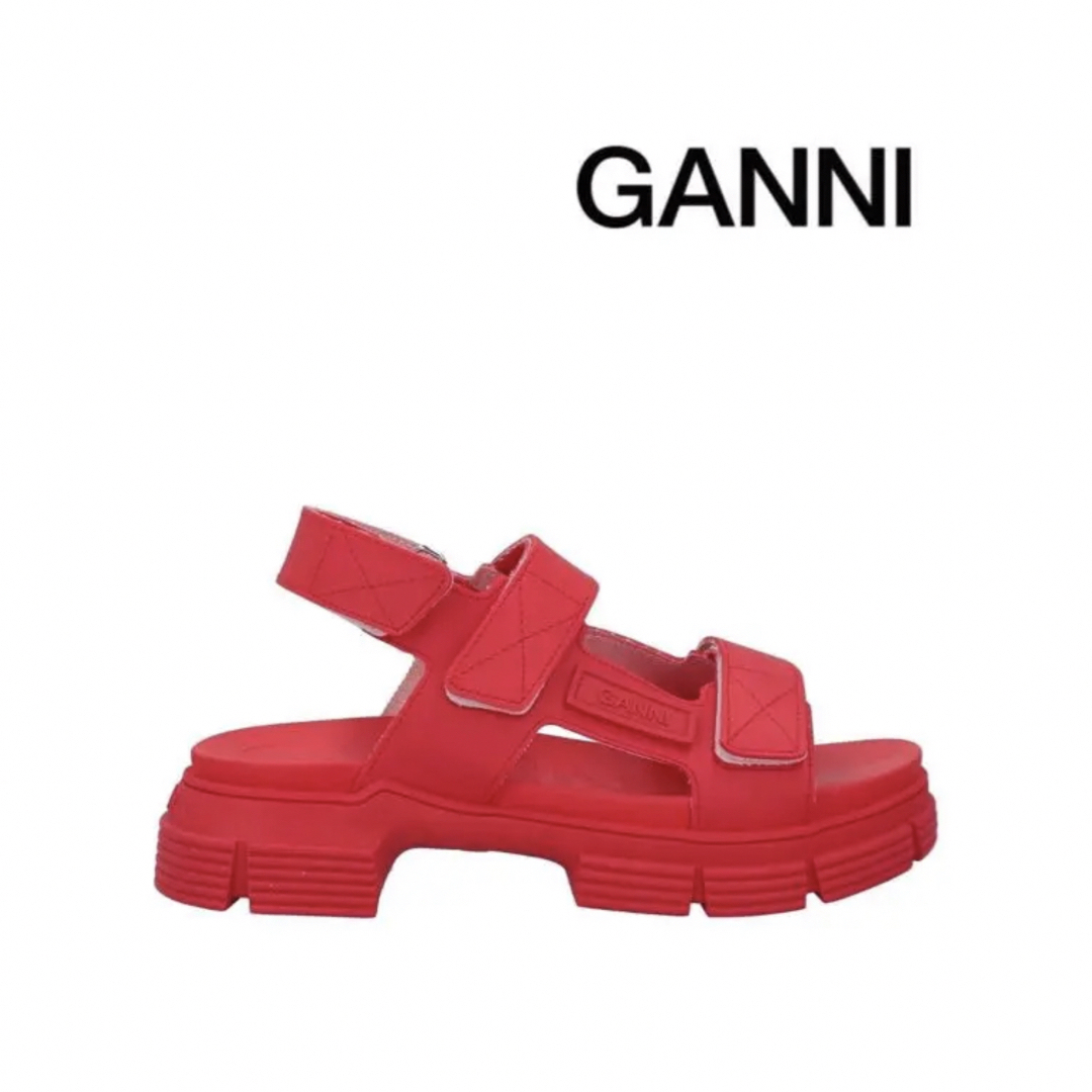 【新品】GANNI／ガニー　ラバーサンダル　赤　24㎝