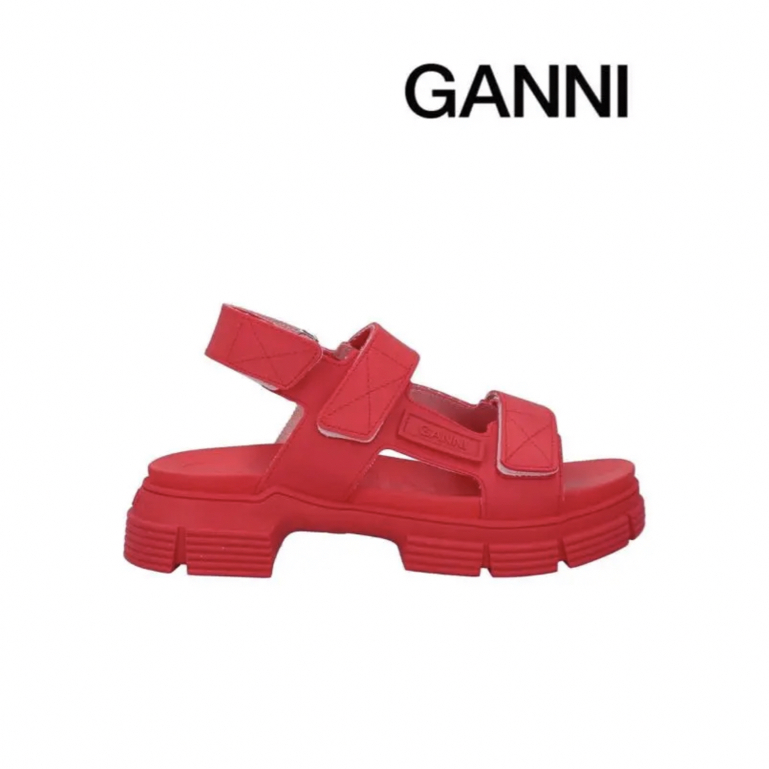 【新品】GANNI／ガニー　ラバーサンダル　赤　24㎝