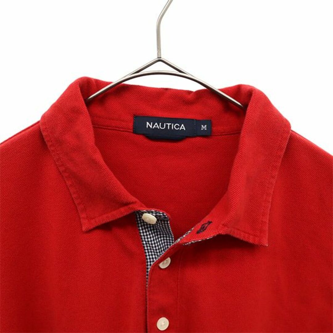 NAUTICA - ノーティカ 刺繍 半袖 ポロシャツ M レッド NAUTICA ロゴ