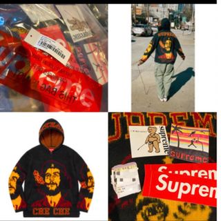 supreme ジップパーカー　フード　セーター　ゲバラ　希少L  黒　赤　黄色(パーカー)