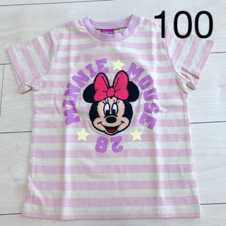 ディズニー(Disney)のディズニー　ミニー　ボーダー　半袖　Tシャツ 100 キッズ　女の子(Tシャツ/カットソー)