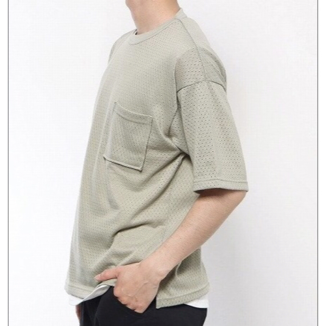 coen(コーエン)の【coen/コーエン】パンチング リアルレイヤードTシャツ・ライトグレー系・XL メンズのトップス(Tシャツ/カットソー(半袖/袖なし))の商品写真