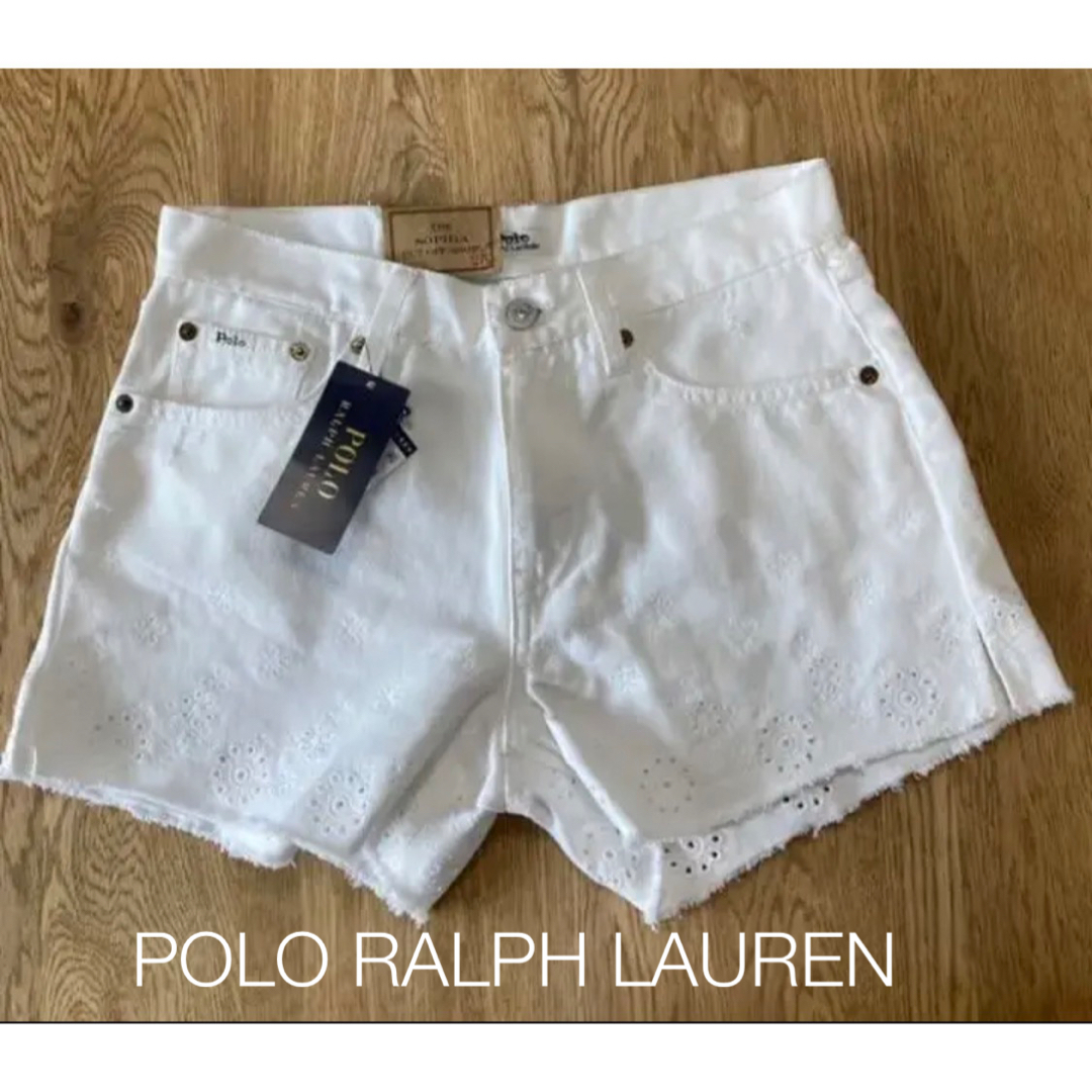 POLO RALPH LAUREN(ポロラルフローレン)のPOLO ラルフローレン　ショートパンツ　ホワイトデニム　米国購入　新品 レディースのパンツ(ショートパンツ)の商品写真