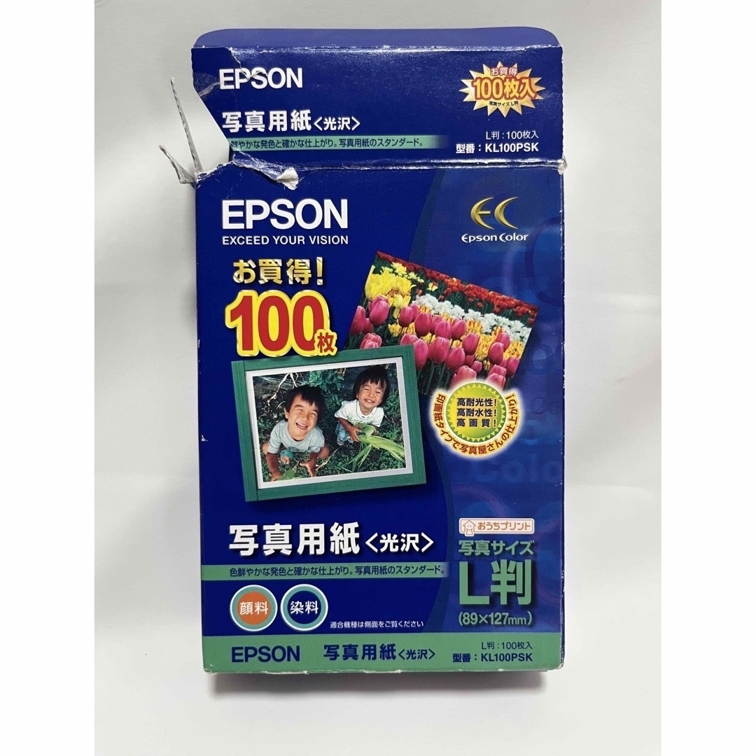 EPSON(エプソン)のエプソン 写真用紙 光沢 L判 KL100PSK(100枚入) エンタメ/ホビーの美術品/アンティーク(写真)の商品写真