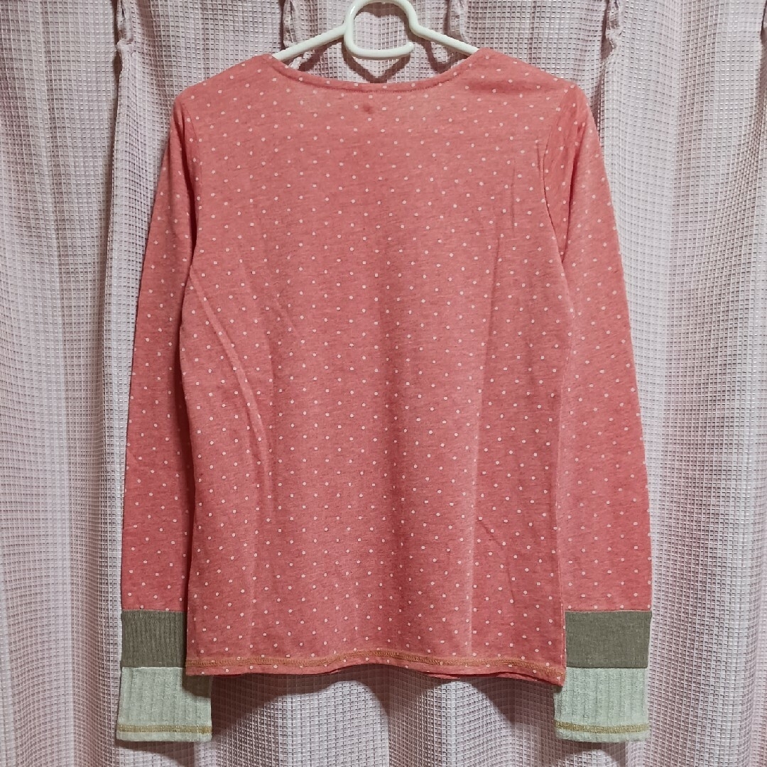 美品 カットソー Tシャツ ピンク ドット 長袖 レディースのトップス(Tシャツ(長袖/七分))の商品写真