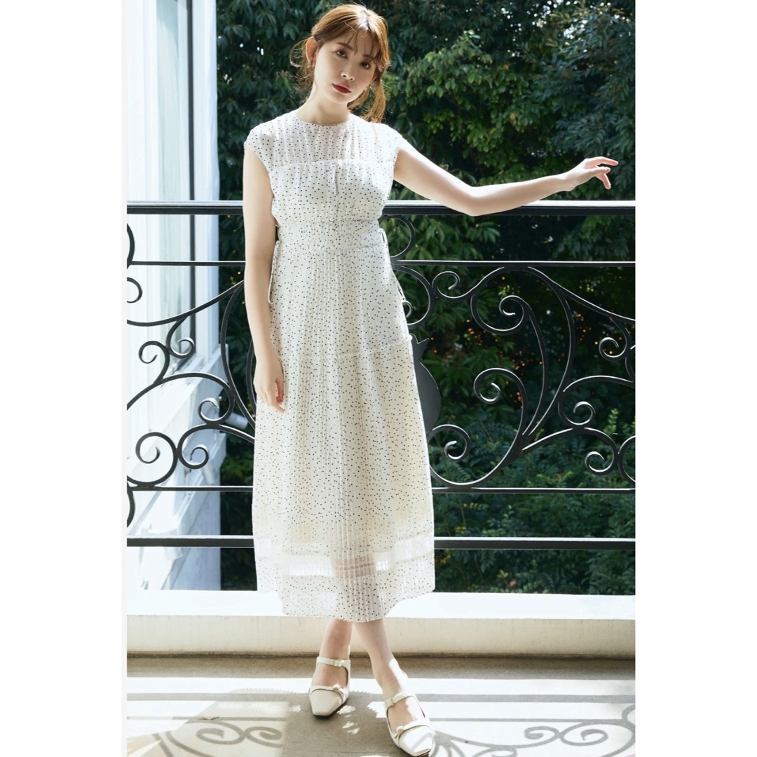 125肩幅Herlipto Pin Dot Pleated Long Dress