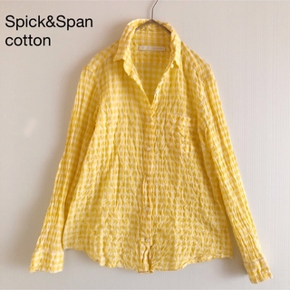 スピックアンドスパン(Spick & Span)の335スピック&スパン イエローギンガムチェックシャーリングコットンシャツ(シャツ/ブラウス(長袖/七分))