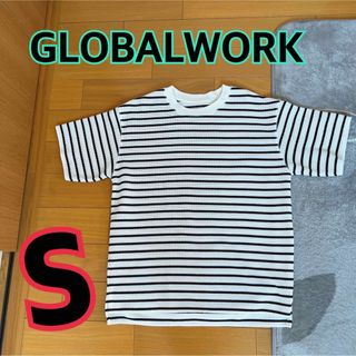 グローバルワーク(GLOBAL WORK)の美品★GLOBALWORK★ワッフルボーダーTシャツ★S★クルーネックT★半袖(Tシャツ/カットソー(半袖/袖なし))