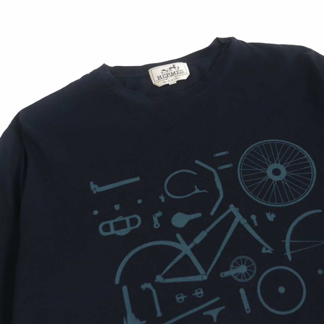 HERMES Tシャツ カットソー 半袖 総柄 ビスコース フランス製 M