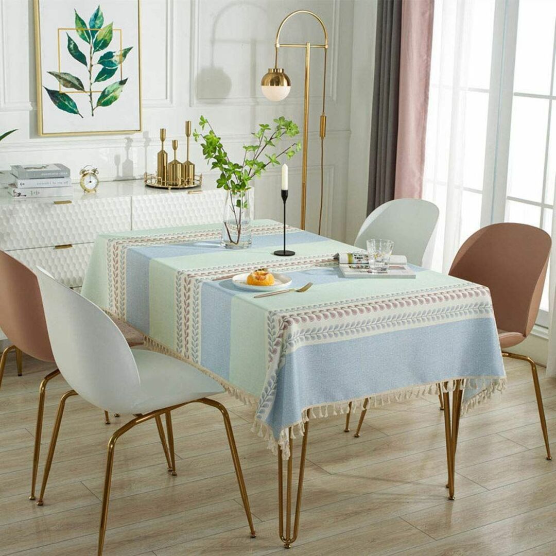 【色: ブルー+グリーン】テーブルくろす 撥水 おしゃれ 北欧 田園風 テーブル
