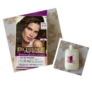 ロレアルパリ(L'Oreal Paris)のロレアルパリエクセランス 白髪染め4NB クリーム☆トリートメント1個おまけ(白髪染め)