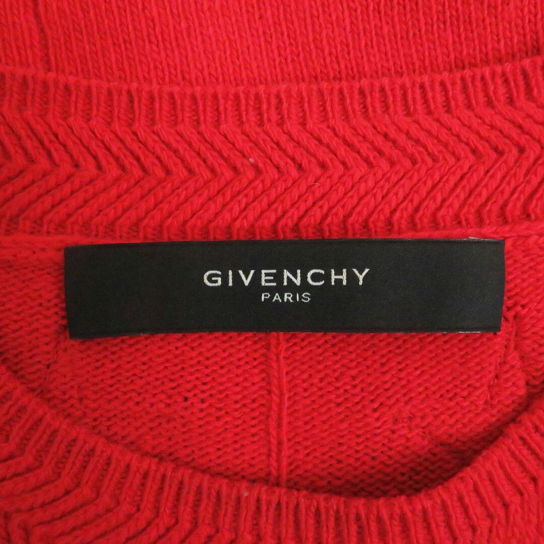 美品□GIVENCHY/ジバンシィ スターパッチ ウール クルーネック 長袖 ロングスリーブ ニット/セーター レッド×ブラック S 正規品 メンズ