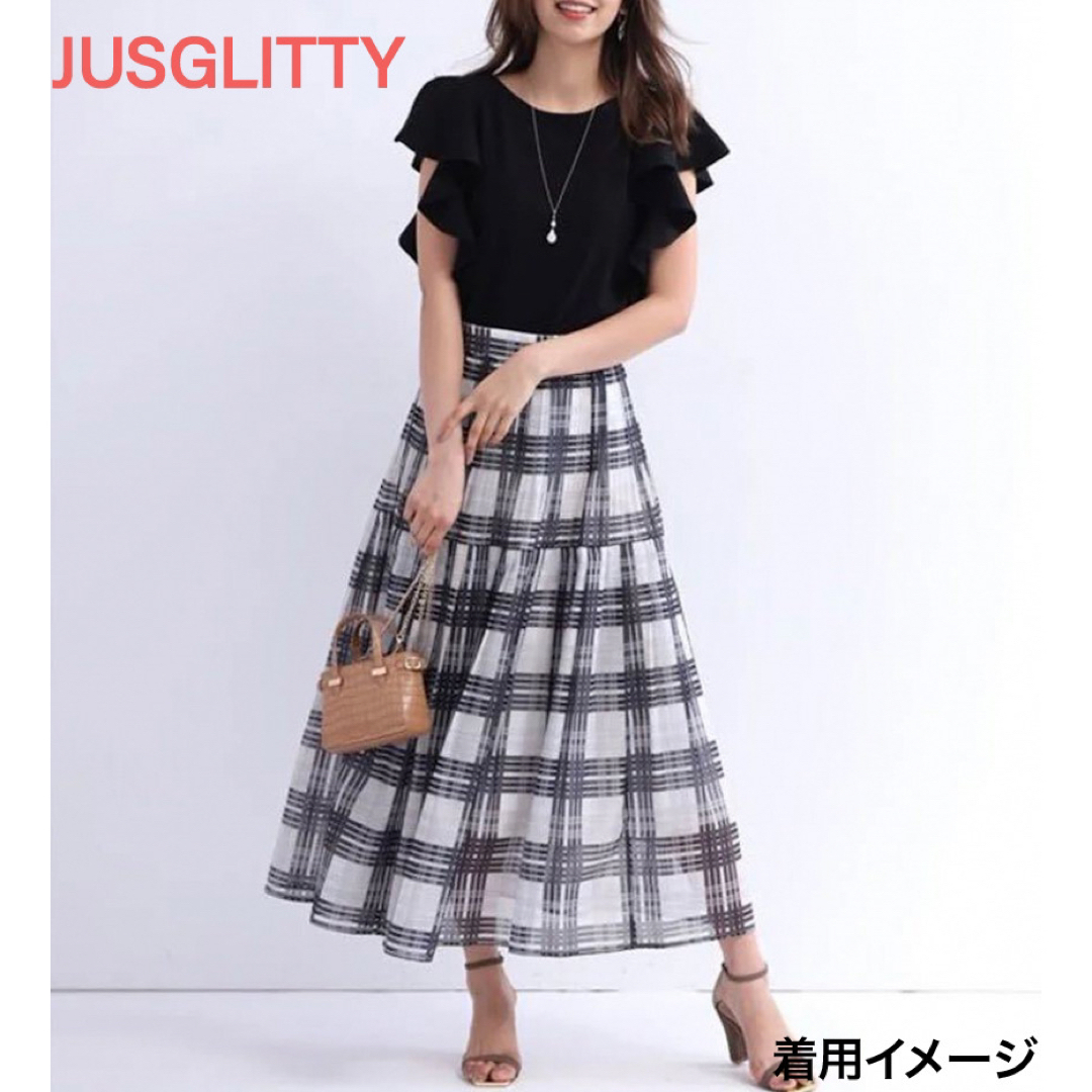 JUSGLITTY - JUSGLITTY(ジャスグリッティー)シアーチェックプリーツスカート  ロング