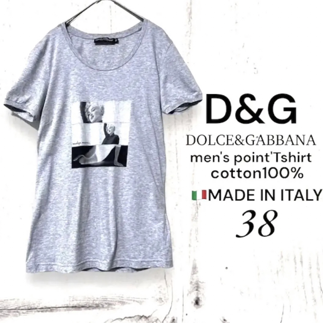 D&Gドルチェアンドガッパーナー メンズ プリント Tシャツ ロゴタグ有 半袖S