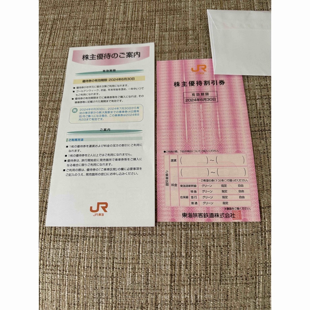 JR(ジェイアール)のJR東海株主優待割引 １枚 チケットの乗車券/交通券(鉄道乗車券)の商品写真