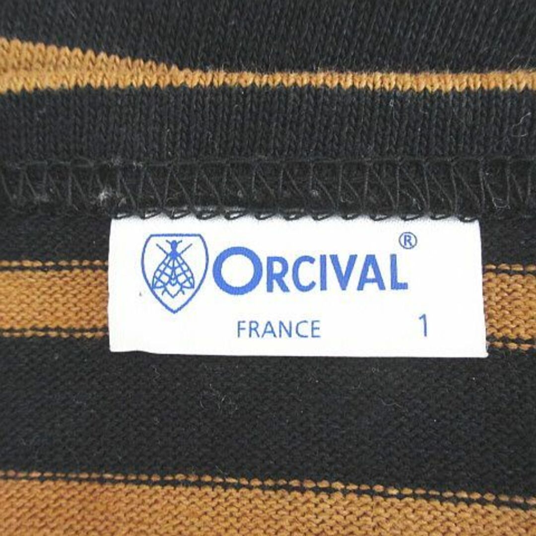 ORCIVAL(オーシバル)のオーチバル オーシバル ボーダー 七分袖 膝丈 ワンピ 1 茶 ブラウン 日本製 レディースのワンピース(ひざ丈ワンピース)の商品写真