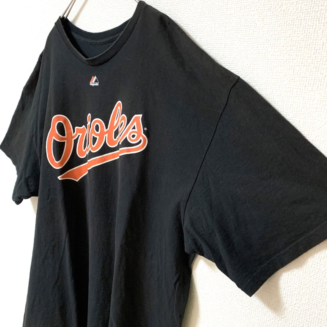 US古着 Majestic Tシャツ MLB オリオールズ ゆるだぼ 2XL 黒