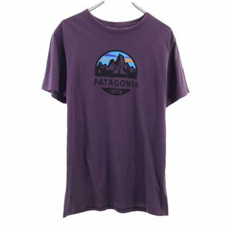 パタゴニア(patagonia)のパタゴニア アウトドア プリント 半袖 Tシャツ M パープル系 patagonia ロゴ メンズ 【中古】  【230717】 メール便可(Tシャツ/カットソー(半袖/袖なし))