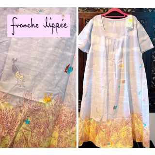 フランシュリッペ(franche lippee)のフランシュリッペ 新品 大きめ ワンピース タンクトップ ブラウス 海 魚 珊瑚(ひざ丈ワンピース)