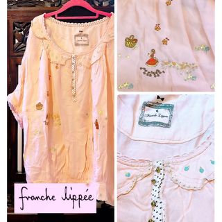 フランシュリッペ(franche lippee)のフランシュリッペ 白雪姫 刺繍 ブラウス Tシャツ フォーマル ドット(Tシャツ(半袖/袖なし))