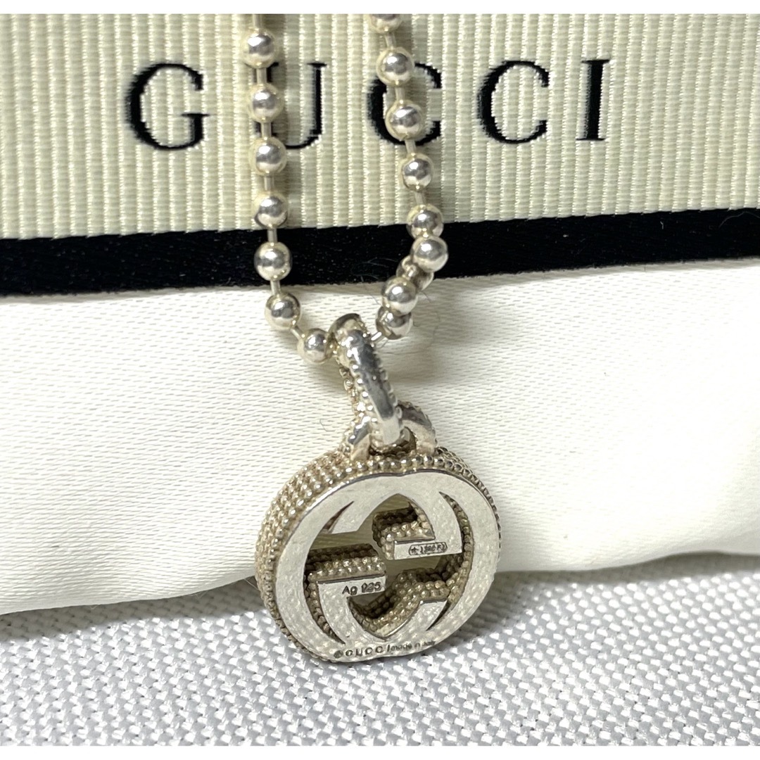 GUCCI インターロッキング フラワーモチーフ ボールチェーンGGネックレス