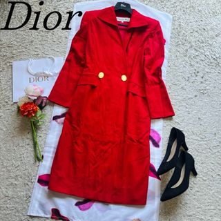 Christian Dior - 【良品】Christian Dior ロングジャケット レッド 9 M 赤