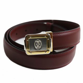 カルティエ(Cartier)の未使用品●Cartier カルティエ  マストライン サントス シルバー×ゴールド金具付き ロゴ入り レザーベルト ボルドー 110/43 箱/保存袋付き(ベルト)