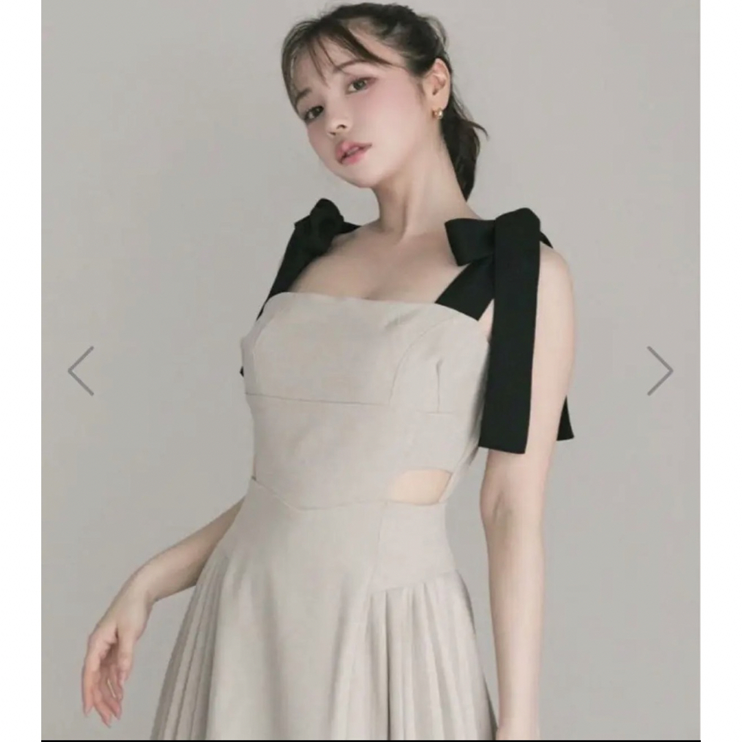 アンドマリー andmary アンリボンプリーツドレス ベージュ 正規品販促
