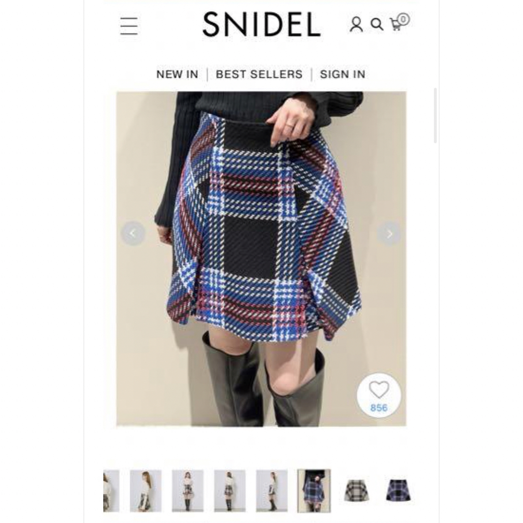 SNIDEL - SNIDEL ロービングチェックミニスカート BLUの通販 by ma
