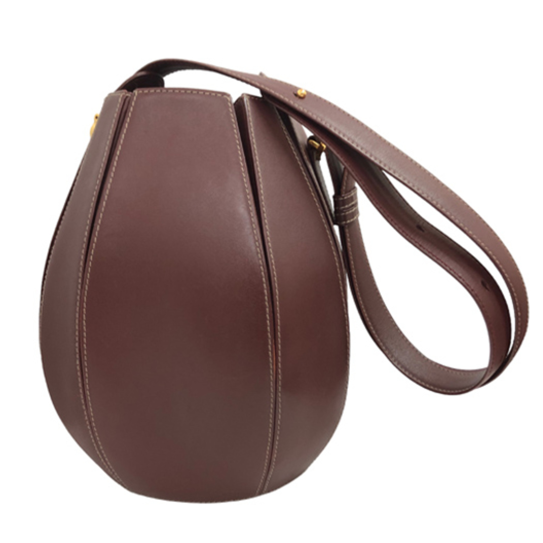 【送料無料】【美品】カルティエ マストドゥカルティエ ショルダーバッグ レザー エンジ 巾着 CARTIER 横浜BLANC 2