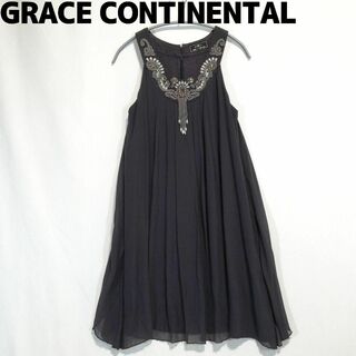 グレースコンチネンタル(GRACE CONTINENTAL)のグレースコンチネンタル ノースリーブワンピース ドレス シルク100 パープル系(ひざ丈ワンピース)