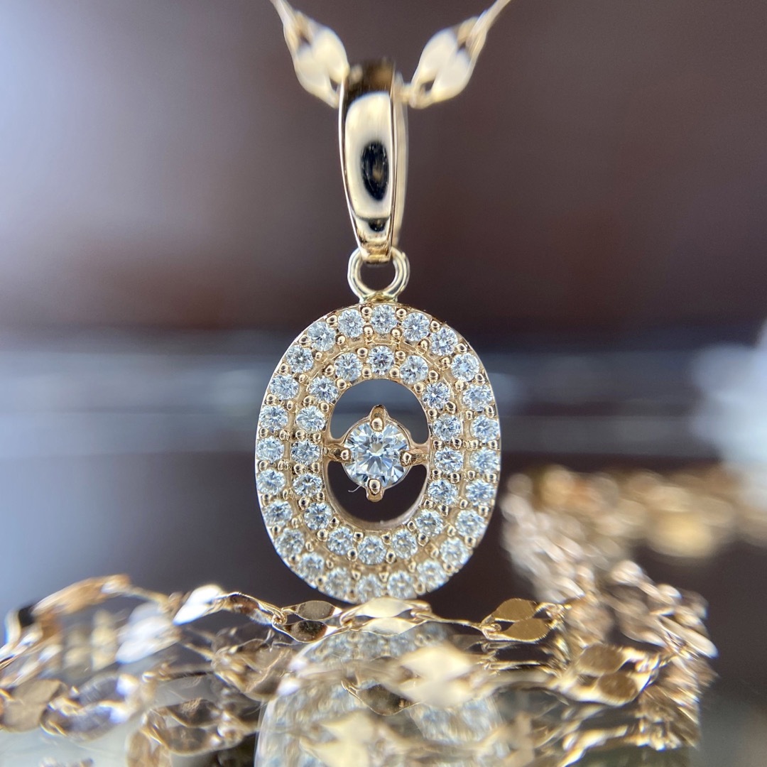 『専用です』天然ダイヤモンド 計0.31ct  K18PG 約70cmチェーン レディースのアクセサリー(ネックレス)の商品写真