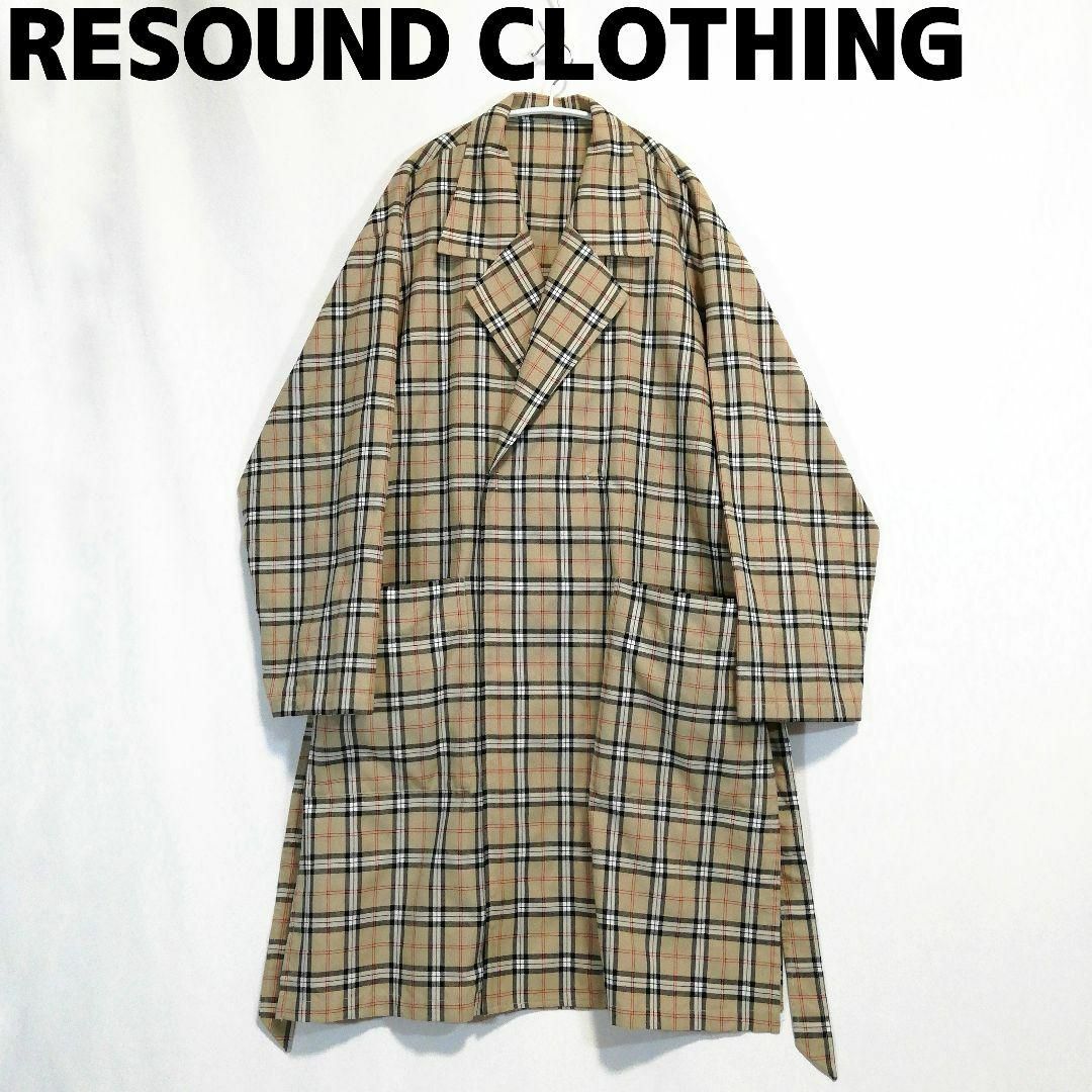 RESOUNDCLOTHING ガウンコート チェック柄 リサウンドクロージング54cm袖丈