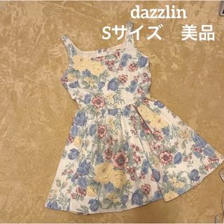 ダズリン(dazzlin)のダズリン　ワンピース　花柄　ブルー　ホワイト　ミニワンピ(ミニワンピース)