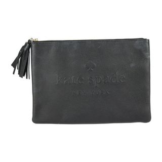 ケイトスペードニューヨーク(kate spade new york)のKate Spade ケイトスペード  ポーチ セカンドバッグ WLRU5144 レザー   ブラック ゴールド金具  クラッチバッグ タッセル 【本物保証】(クラッチバッグ)