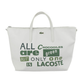 ラコステ(LACOSTE)のLACOSTE ラコステ   トートバッグ  PVC レザー  ホワイト グリーン  ハンドバッグ 【本物保証】(トートバッグ)