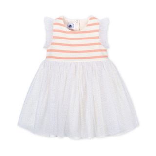 プチバトー(PETIT BATEAU)のプチバトー　マリン　チュール　ボーダー切替ワンピース　ベビー(ワンピース)