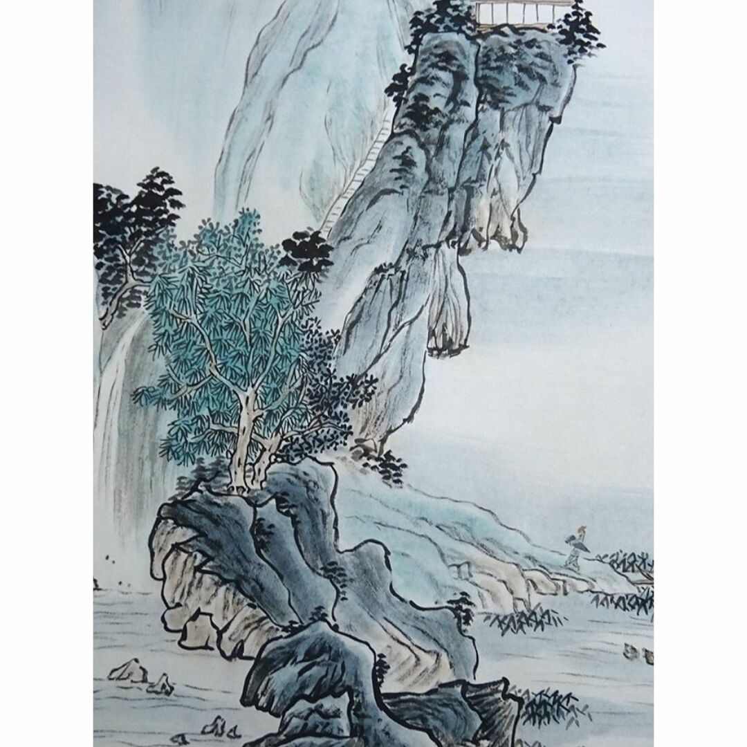 掛軸 石州『峨眉山 山水図』中国画 紙本 肉筆 箱付 掛け軸 掛軸 石州『峨眉山 山水図』中国画 紙本 肉筆 箱付 掛け軸
