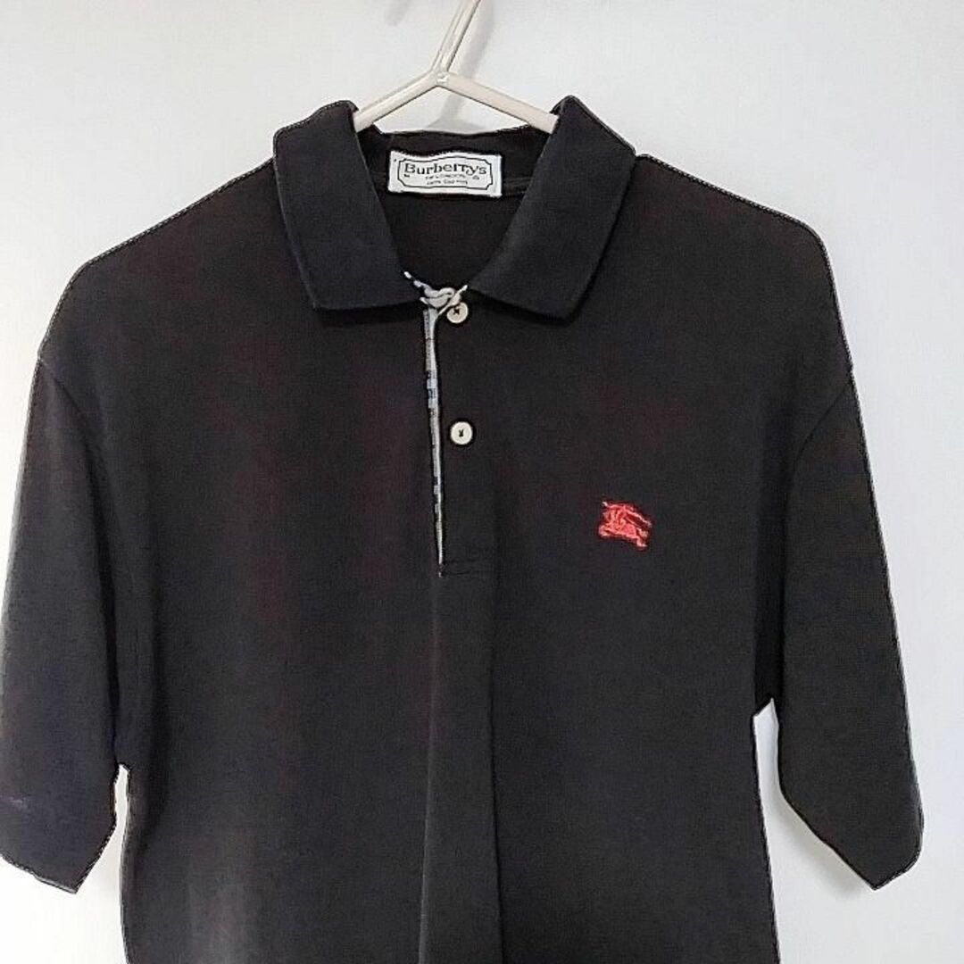 BURBERRY(バーバリー)のバーバリー　ポロシャツ　ブラック　半袖　綿　コットン　ロゴ メンズのトップス(Tシャツ/カットソー(半袖/袖なし))の商品写真
